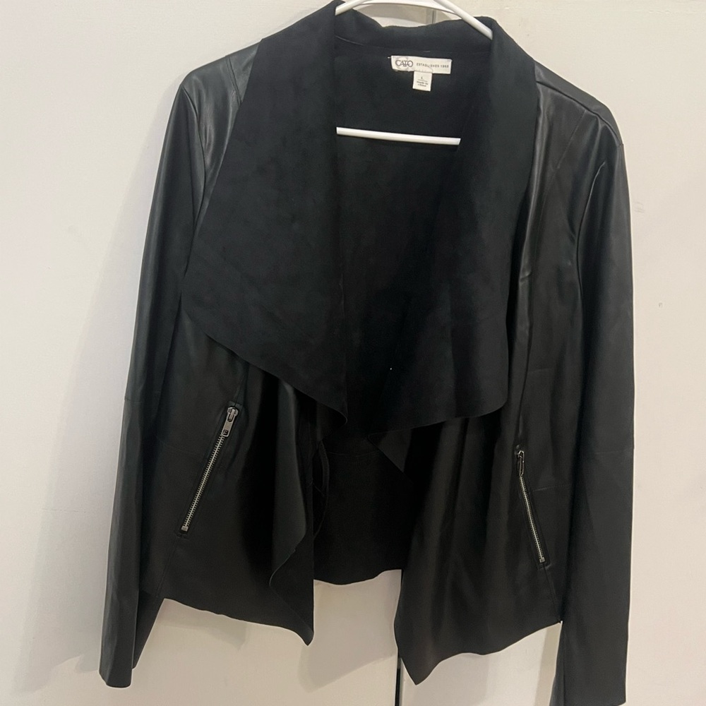 Faux  Leather Cardigan Jacket Size Large Excellent Condition Made By Cato